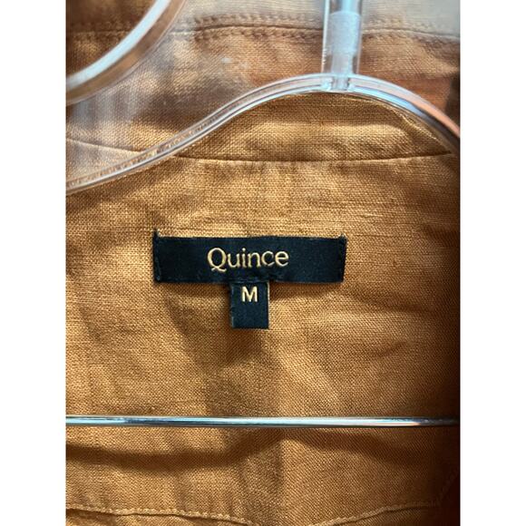 Quince -100% EUROPEAN LINEN BUTTON FRONT DRESS/orange/  M - Picture 4 of 6